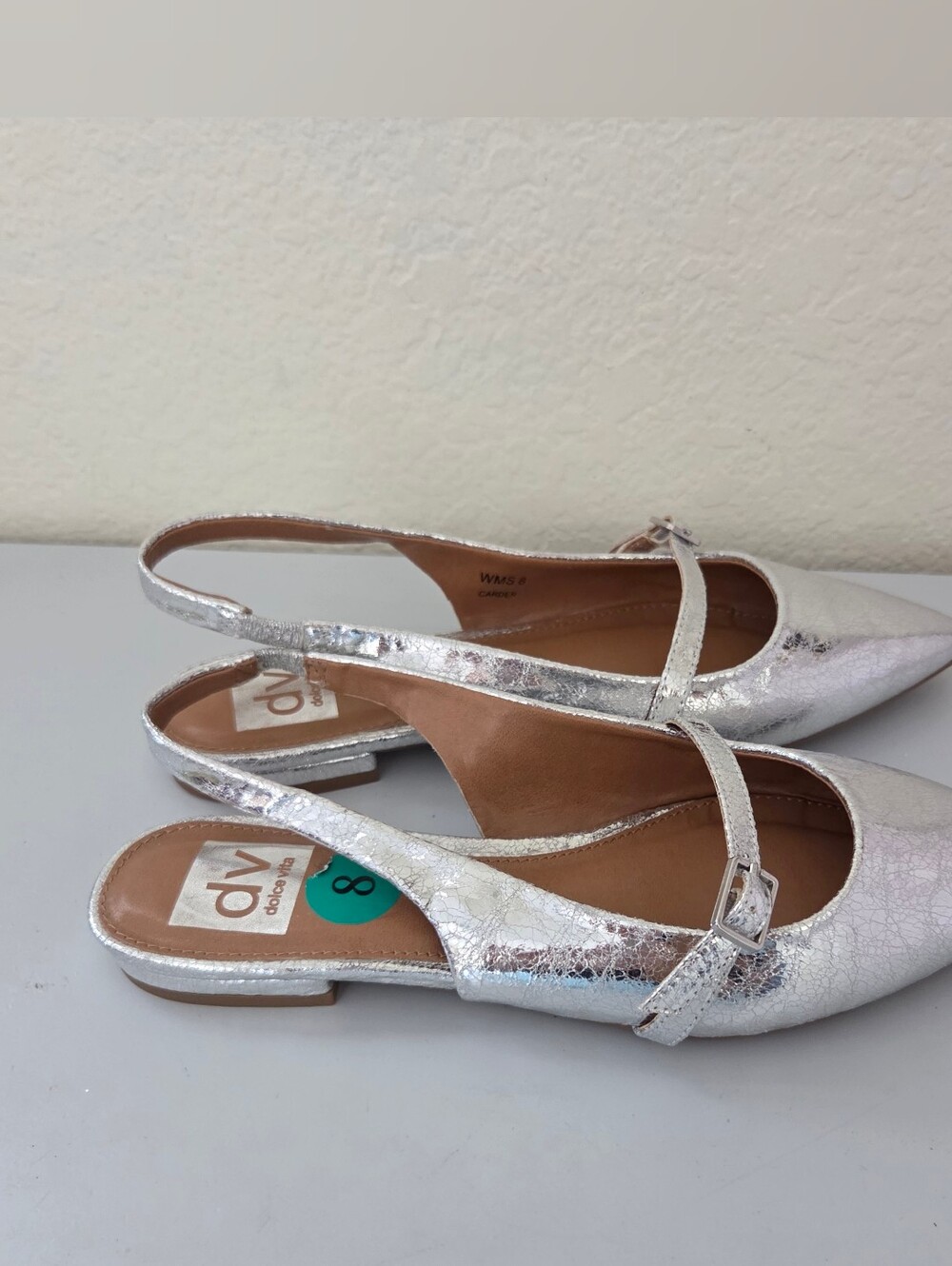 Dolce Vita Carder Slingback Silver Metallic Flats - Picture 2 of 8